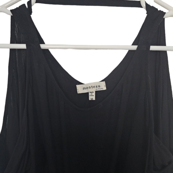 Monteau Fringe Tassel Summer Western Cowgirl short black top size medium - Picture 11 of 11
